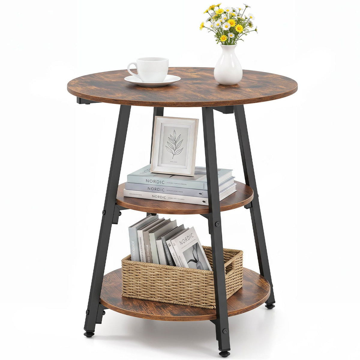 Three-Tier Industrial Side Table