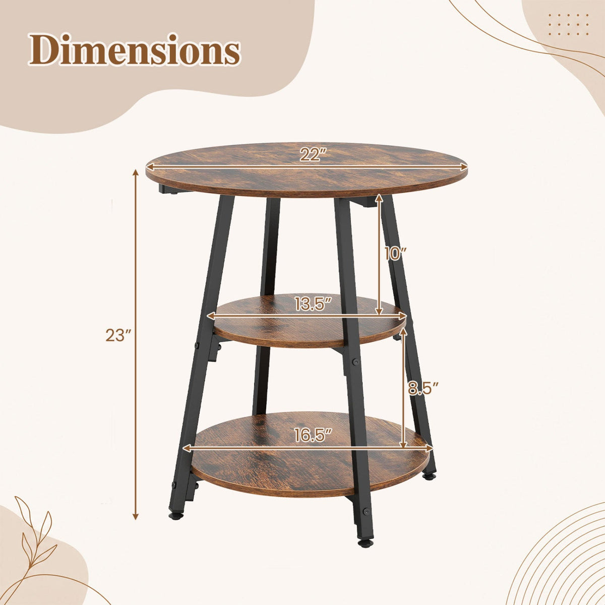 Three-Tier Industrial Side Table