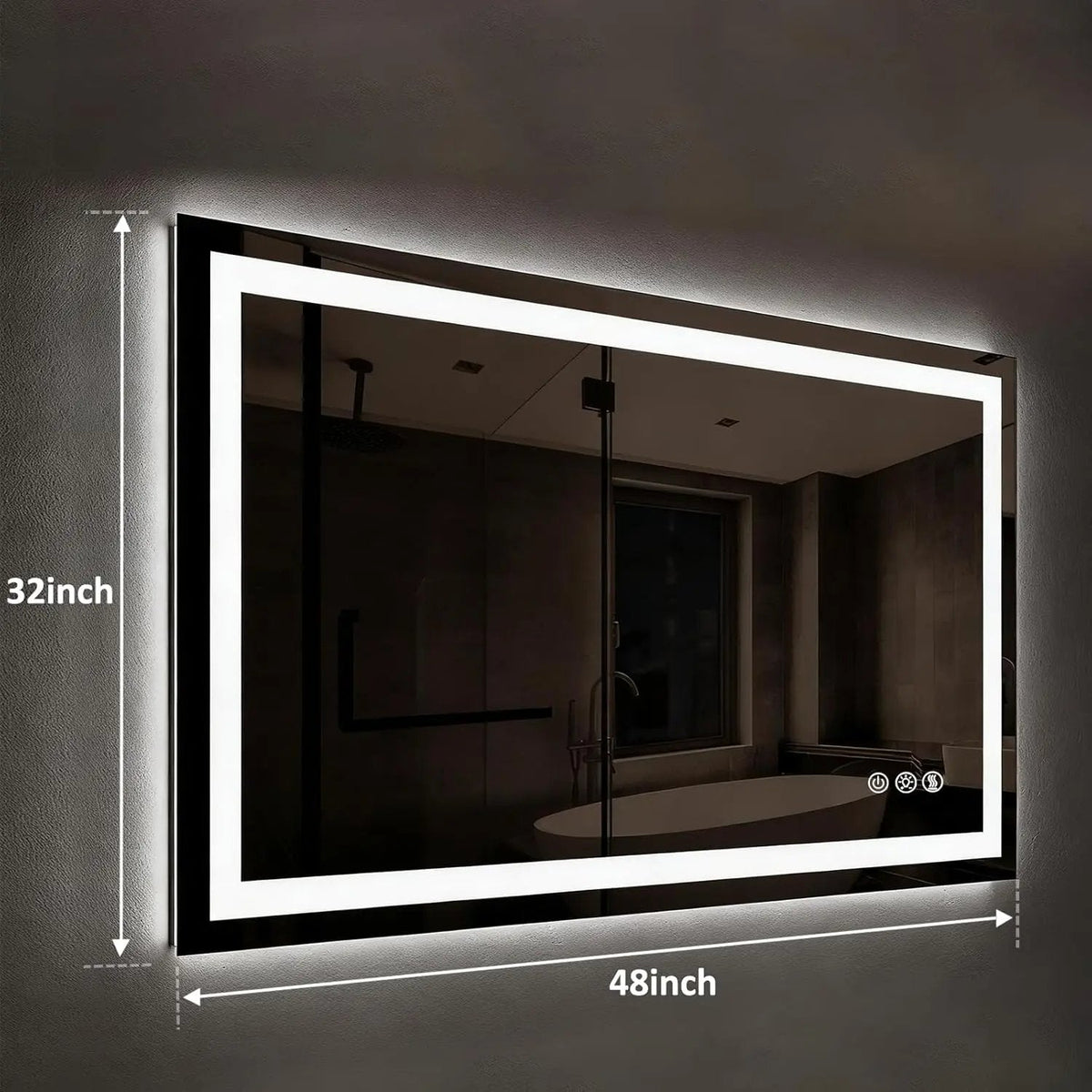 Standard Center Glow LED Mirror — 48 x 32  Inch