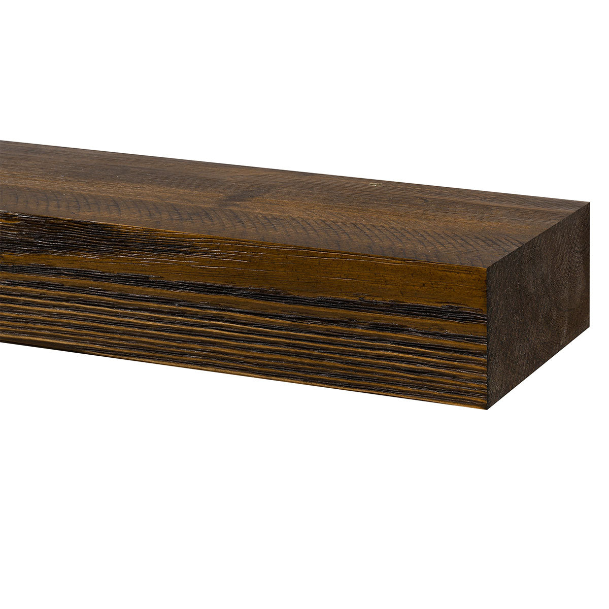 Textured Solid Wood Mantel Shelf — Dark Chocolate / 24"W x2.75"H x 6.75"D