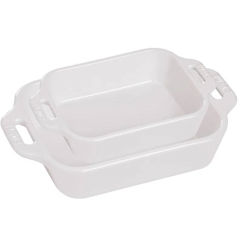White Stoneware Baking Dishes — Set of Two