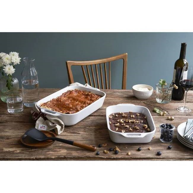 White Stoneware Baking Dishes — Set of Two