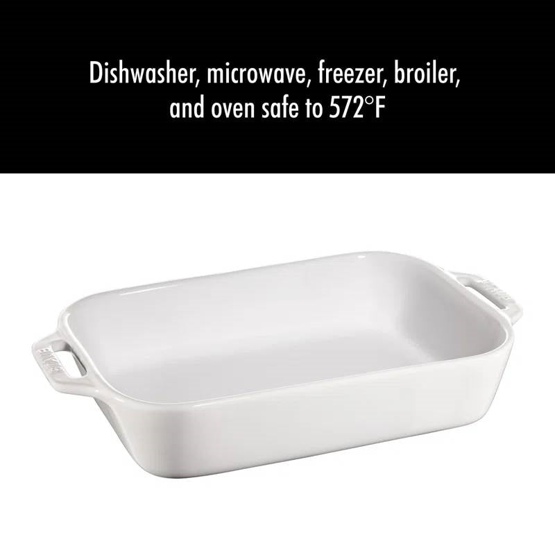 White Stoneware Baking Dishes — Set of Two
