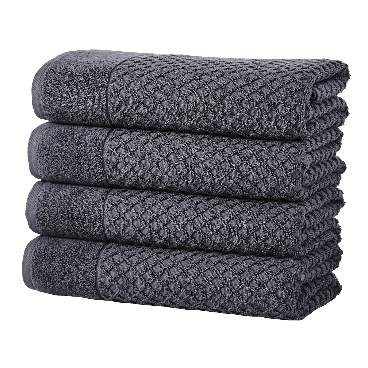 Grayson Diamond Waffle Cotton Towels — Bath Towel (Pack of 4) / Stone Blue