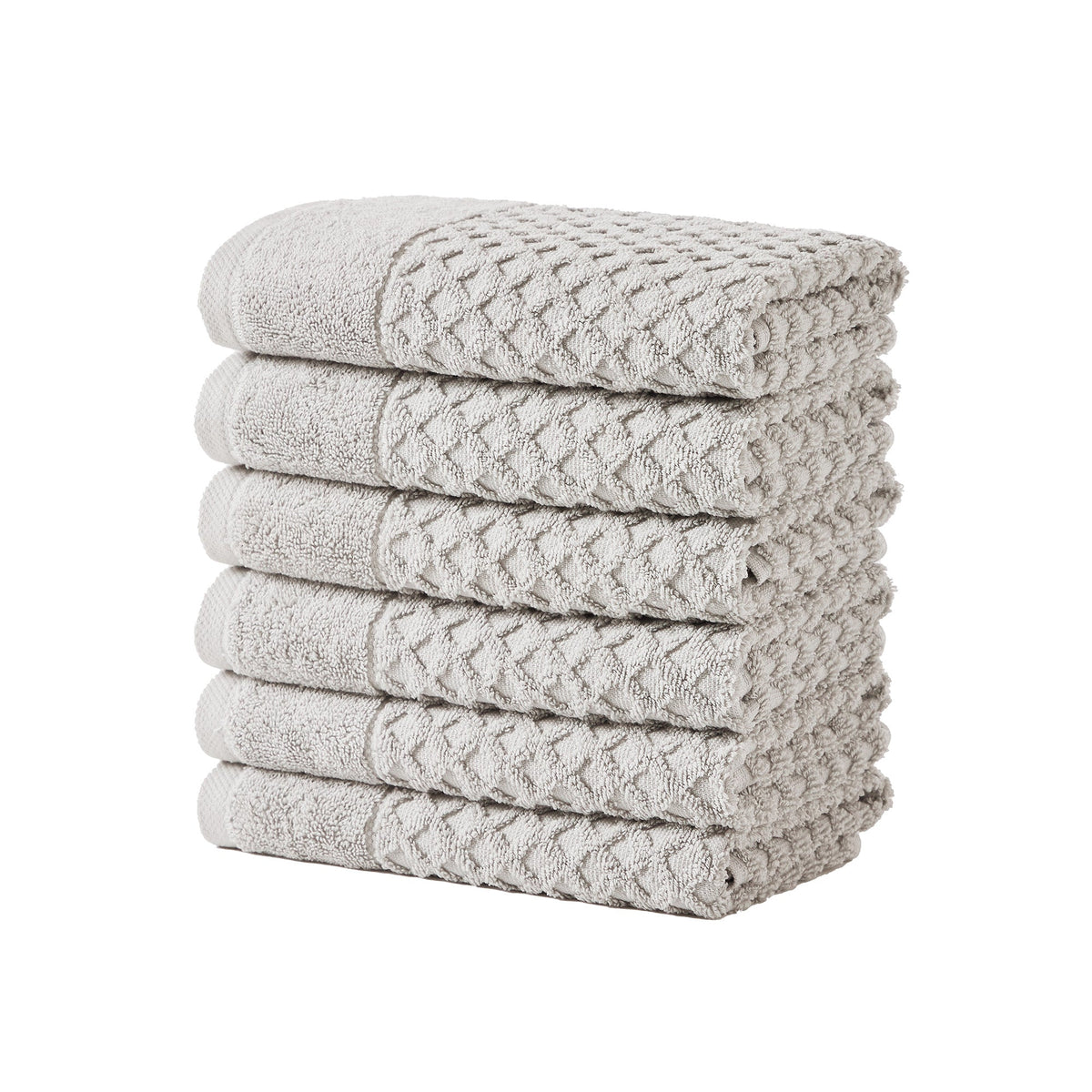Grayson Diamond Waffle Cotton Towels — Hand Towel (Pack of 6) / Light Gray