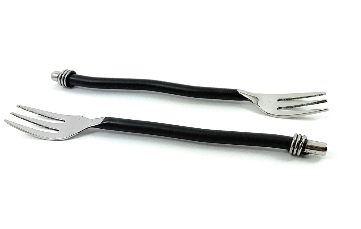 Black Twisted Handle Cocktail Forks — Set of 6
