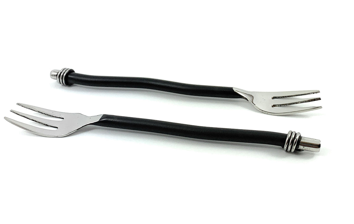 Black Twisted Handle Cocktail Forks — Set of 6