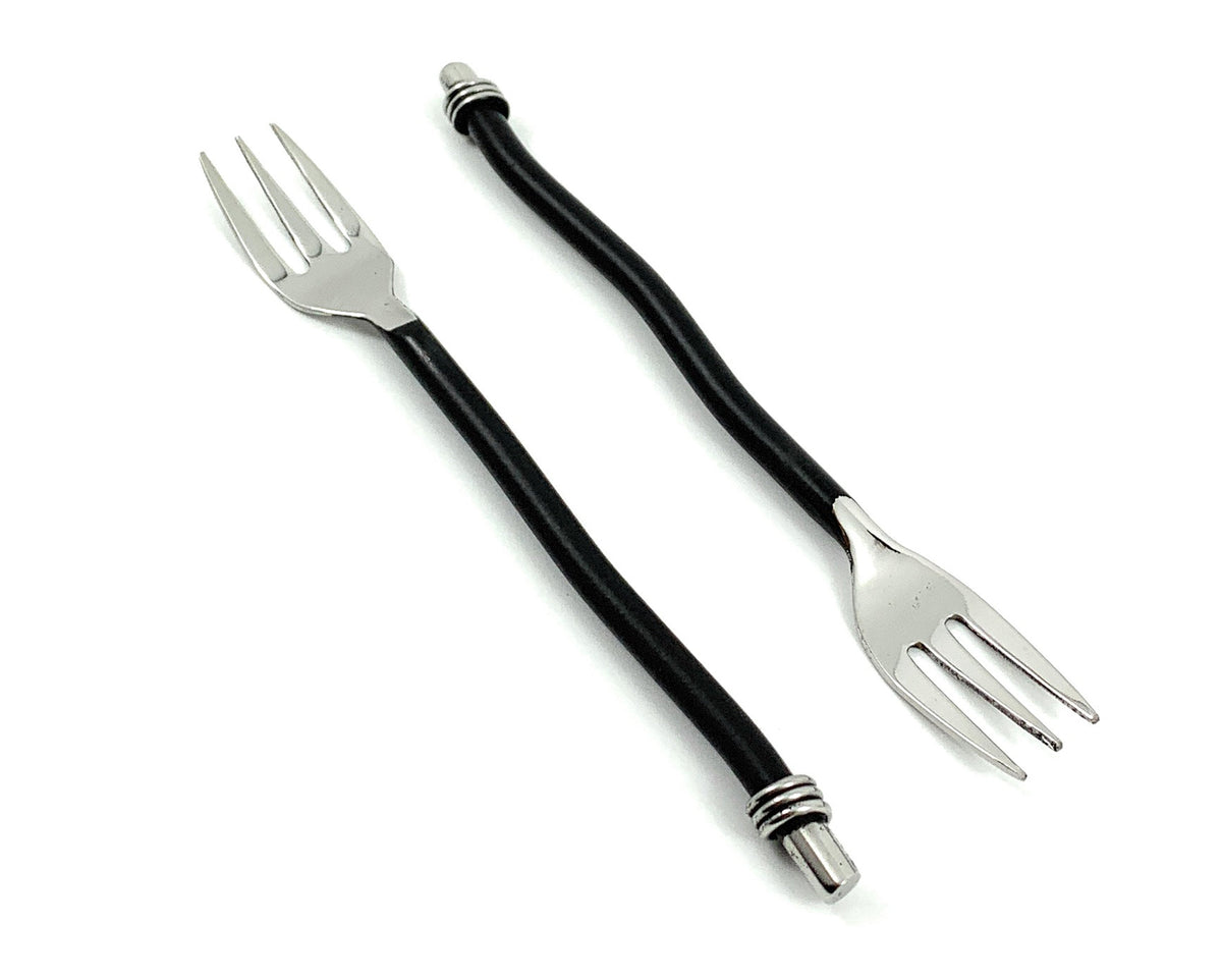 Black Twisted Handle Cocktail Forks — Set of 6