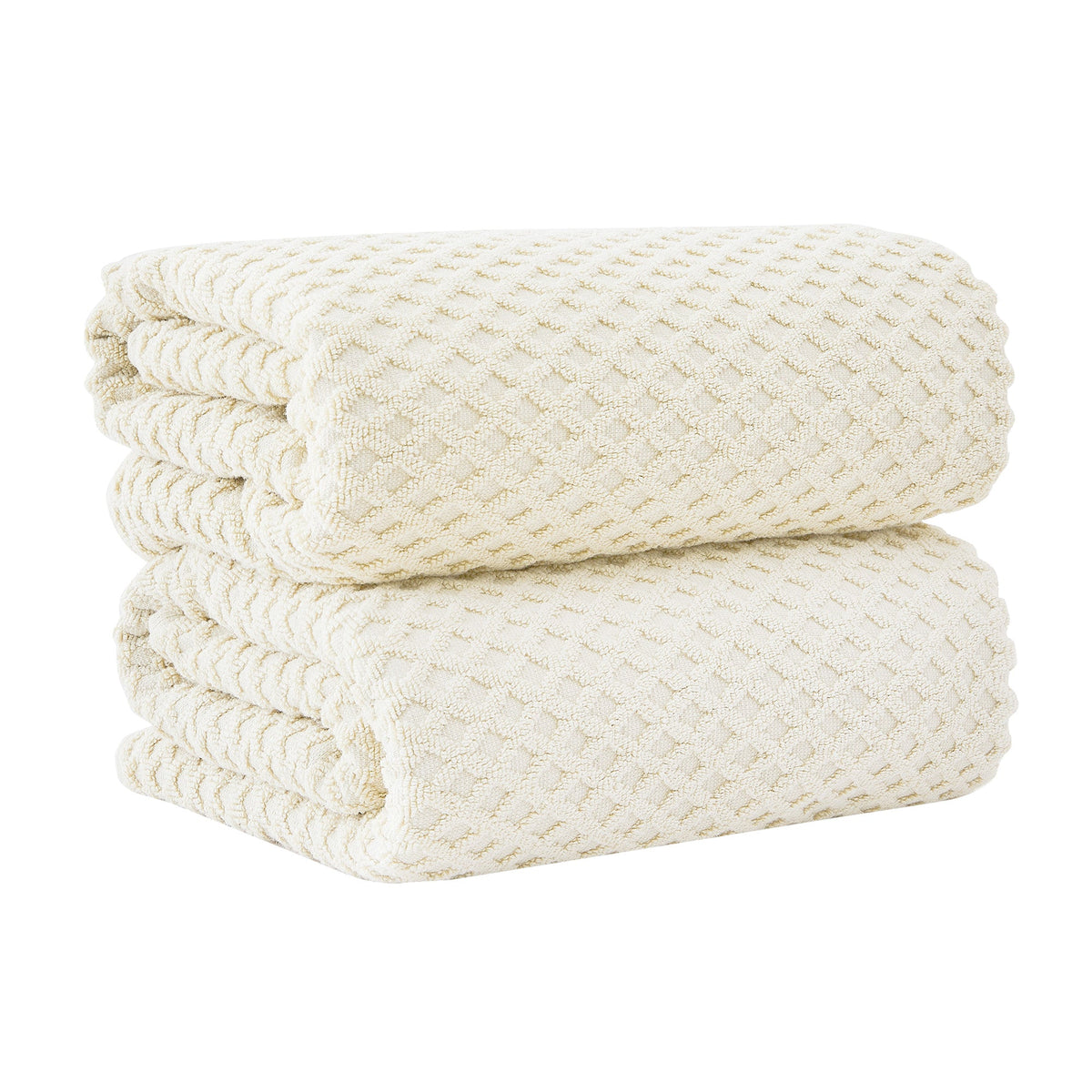 Grayson Diamond Waffle Cotton Towels — Bath Sheet (Pack of 2) / Ivory