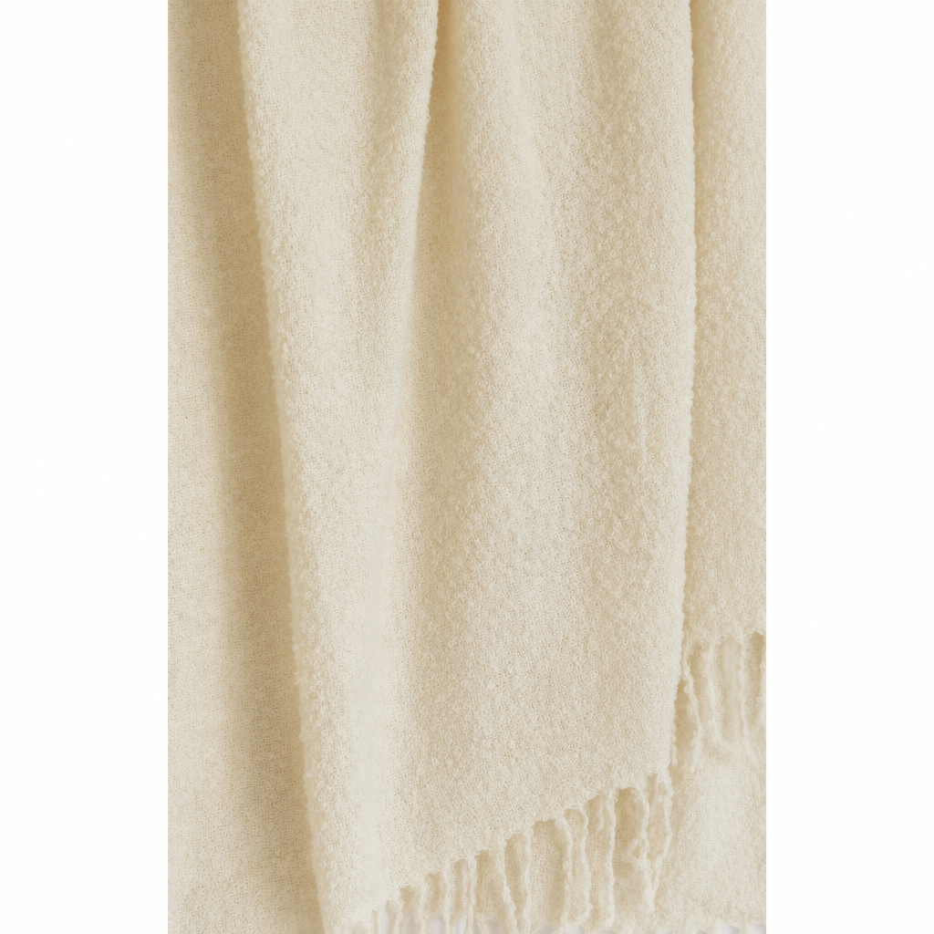 Ivory Alpaca Bouclé Throw