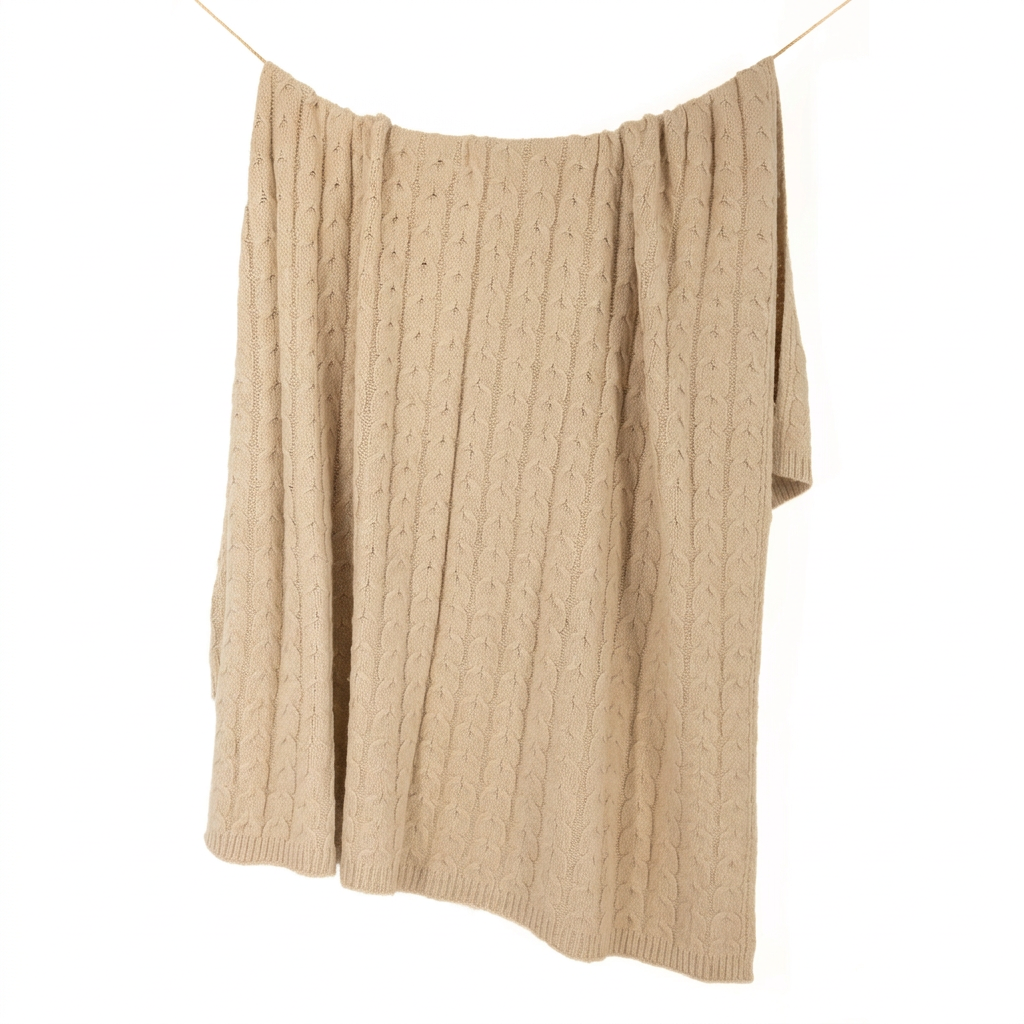 Muru Alpaca & Pima Cotton Throw — Light Tan