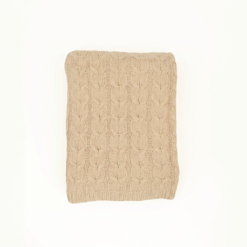 Muru Alpaca & Pima Cotton Throw — Light Tan