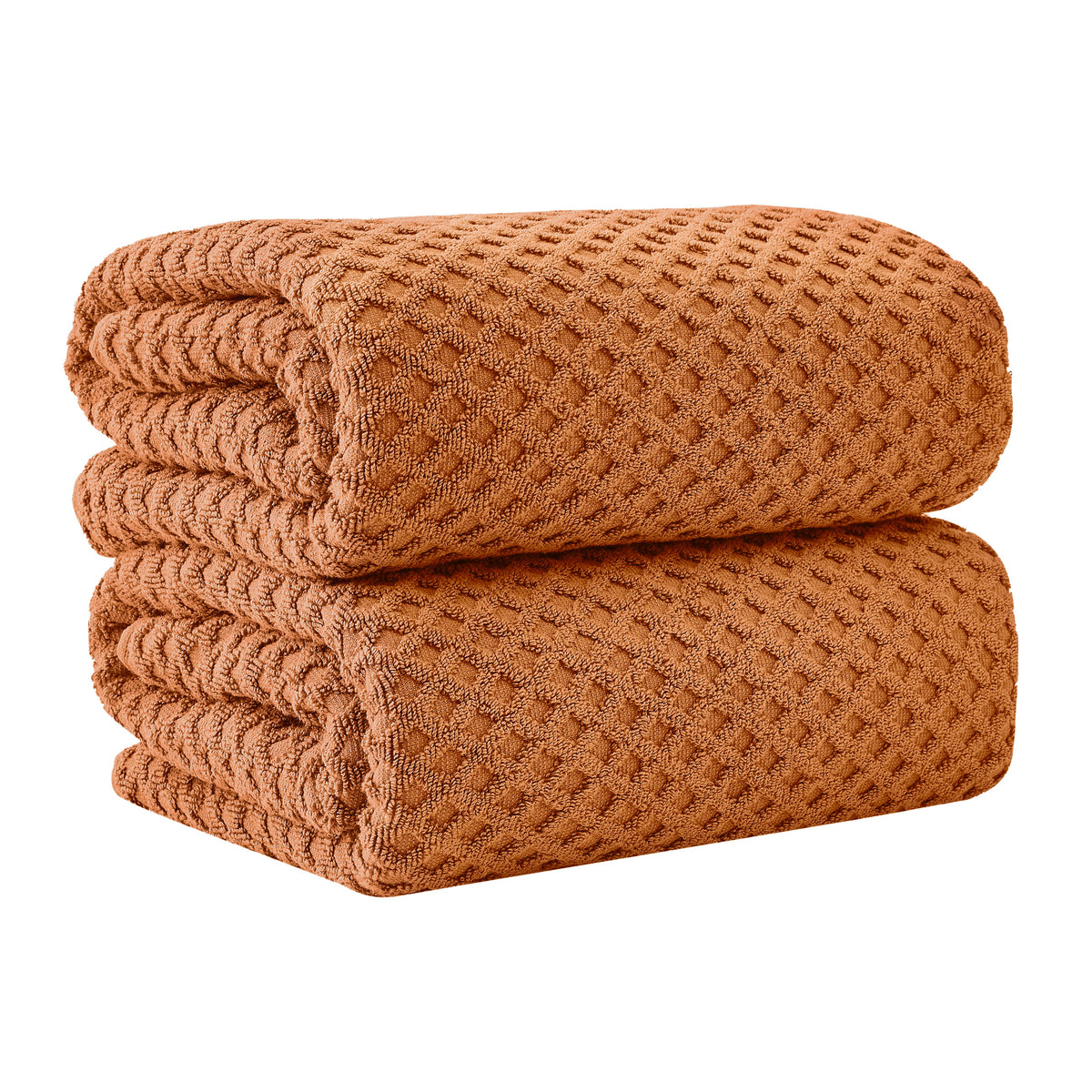 Grayson Diamond Waffle Cotton Towels — Bath Sheet (Pack of 2) / Copper