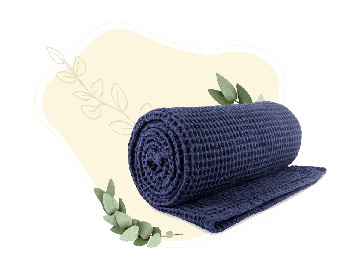 Cotton Waffle Weave Throw — Blue