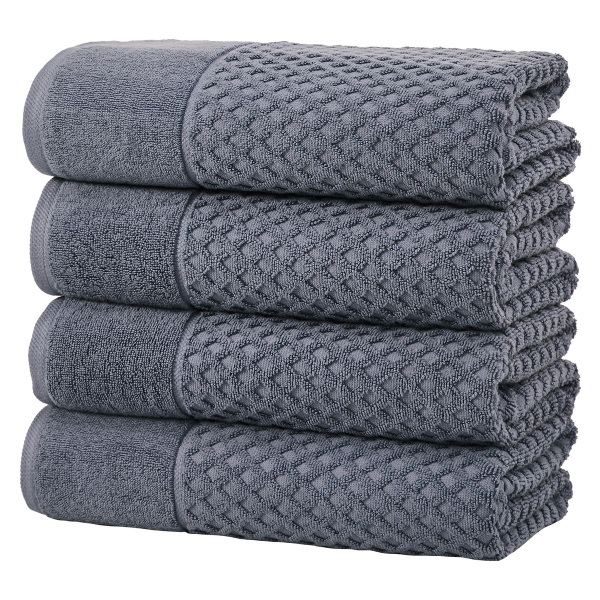 Grayson Diamond Waffle Cotton Towels — Bath Towel (Pack of 4) / Chambray Blue