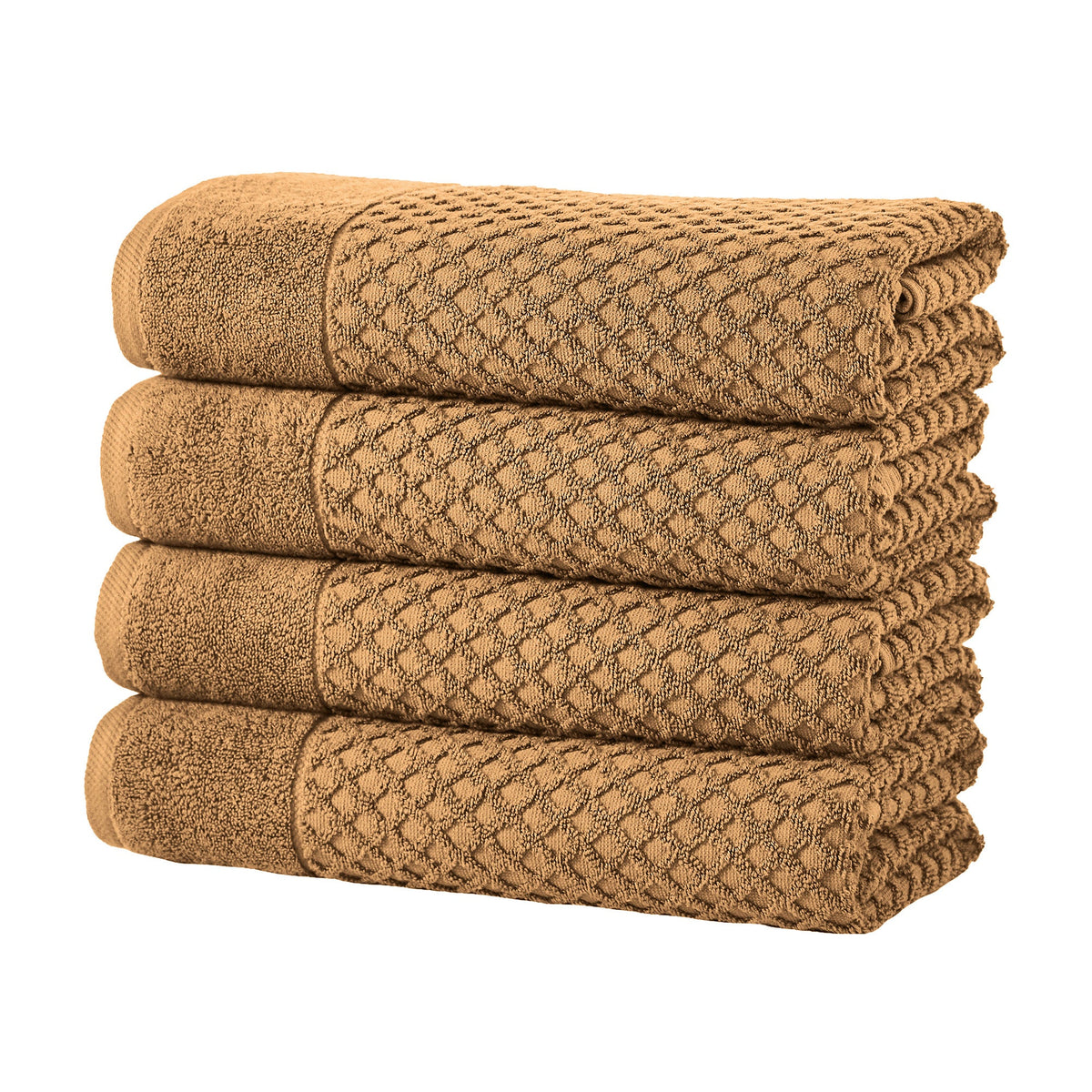 Grayson Diamond Waffle Cotton Towels — Bath Towel (Pack of 4) / Mocha