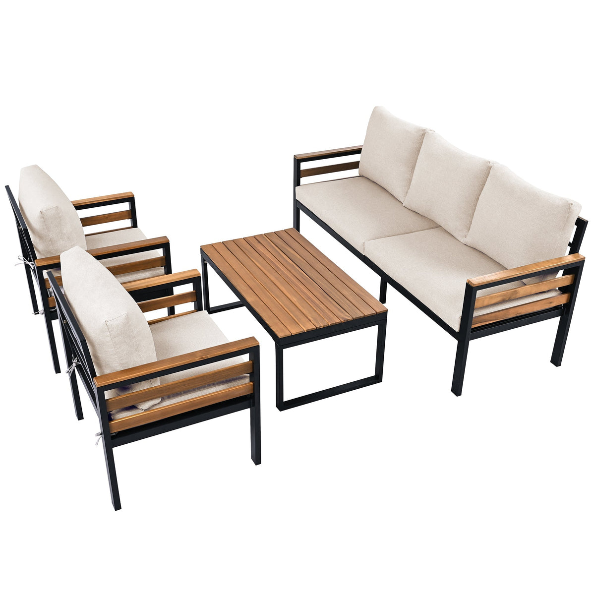 Acacia Accent Outdoor Sofa Set — Four Pieces