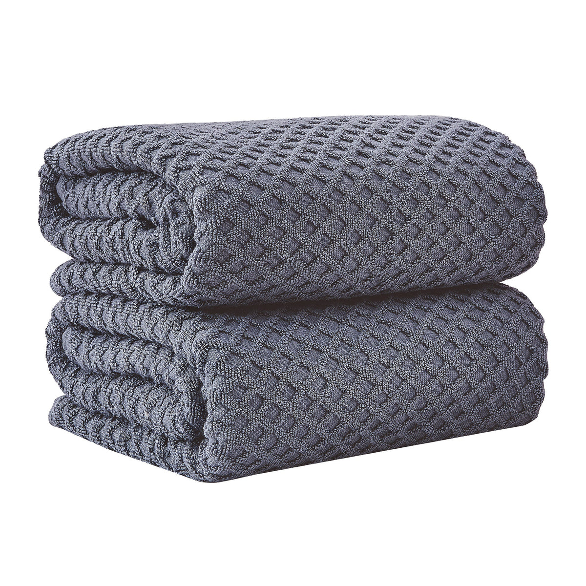 Grayson Diamond Waffle Cotton Towels — Bath Sheet (Pack of 2) / Chambray Blue