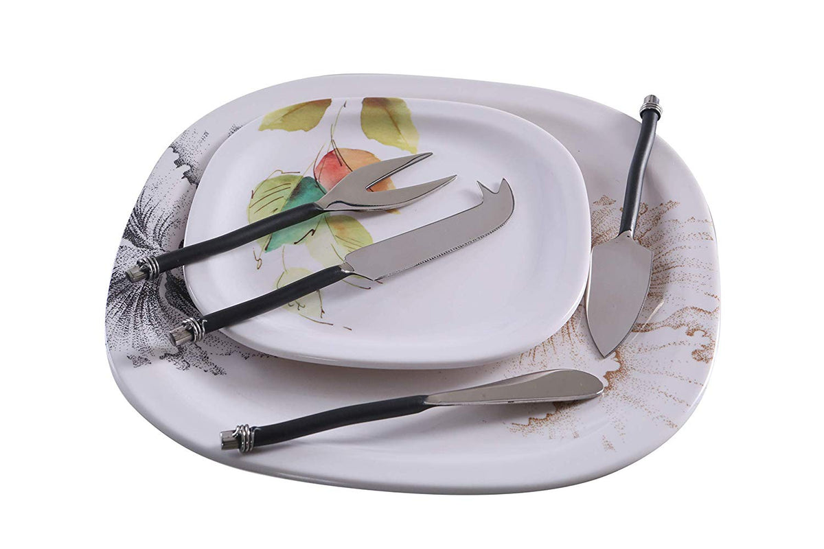 Black Curved-Handle Cheese Knives — Set of Four