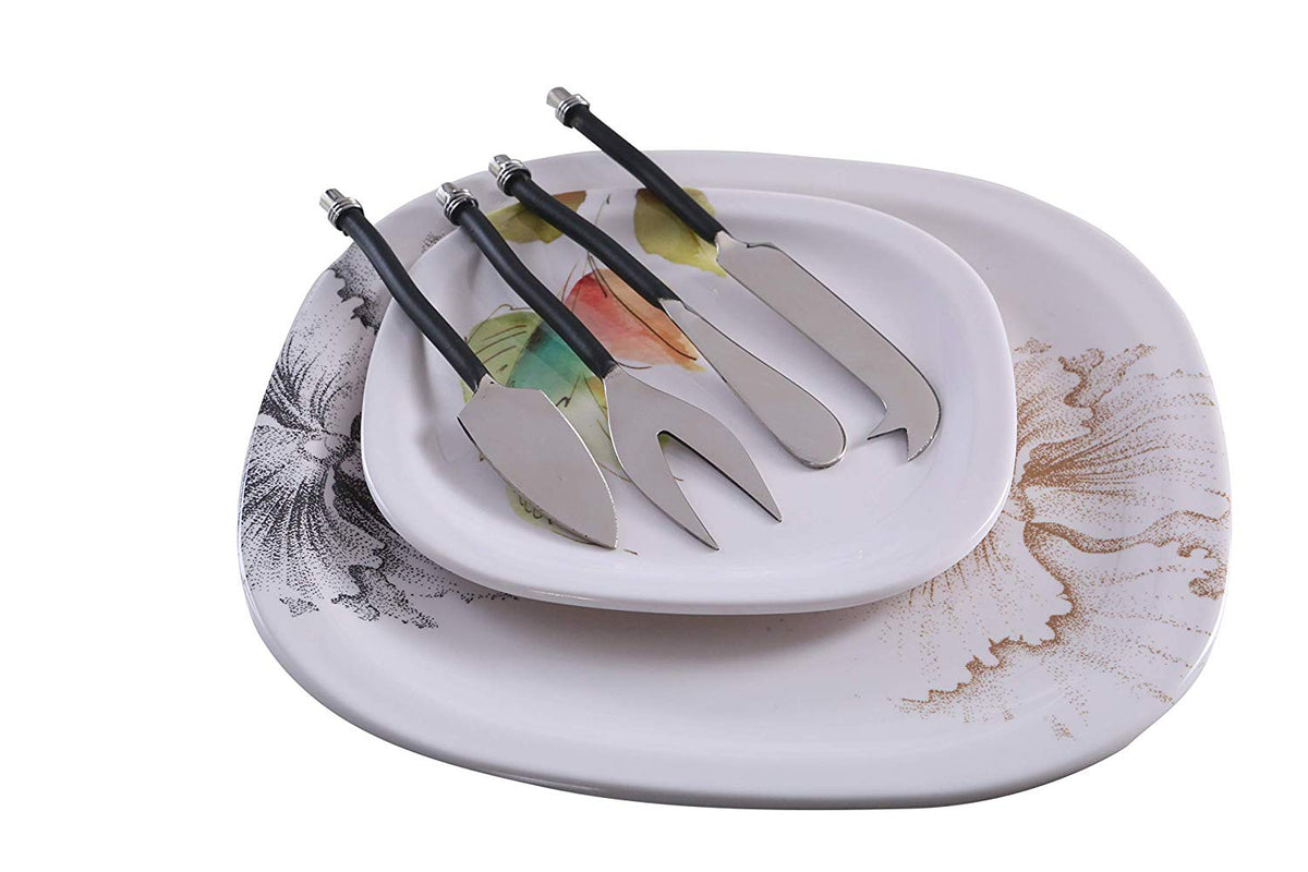 Black Curved-Handle Cheese Knives — Set of Four