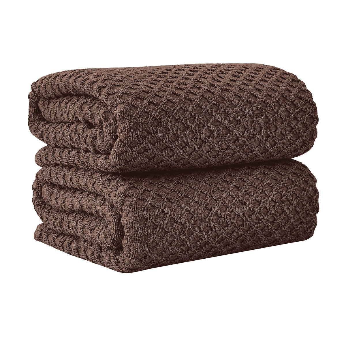 Grayson Diamond Waffle Cotton Towels — Bath Sheet (Pack of 2) / Chocolate