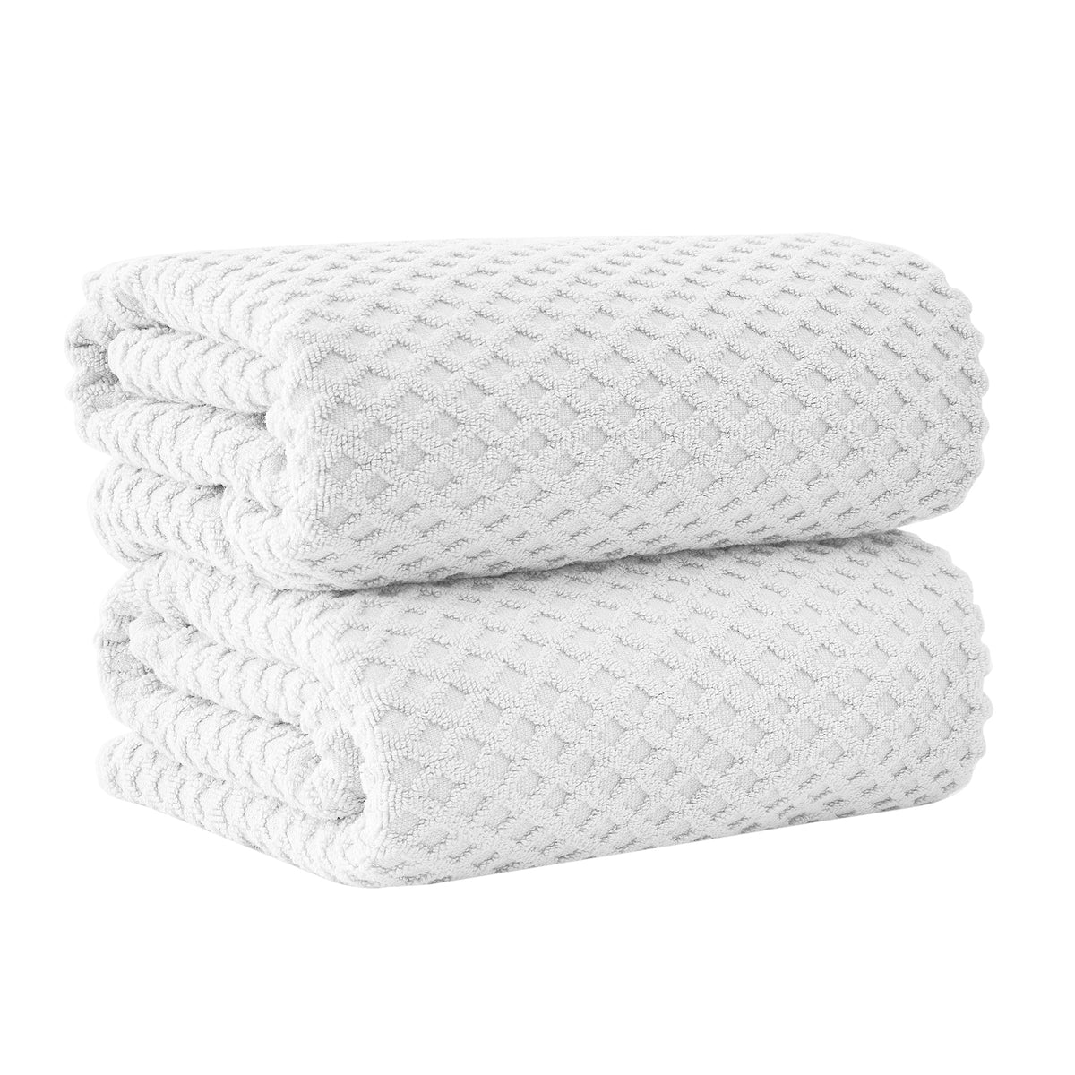 Grayson Diamond Waffle Cotton Towels — Bath Sheet (Pack of 2) / Optic White