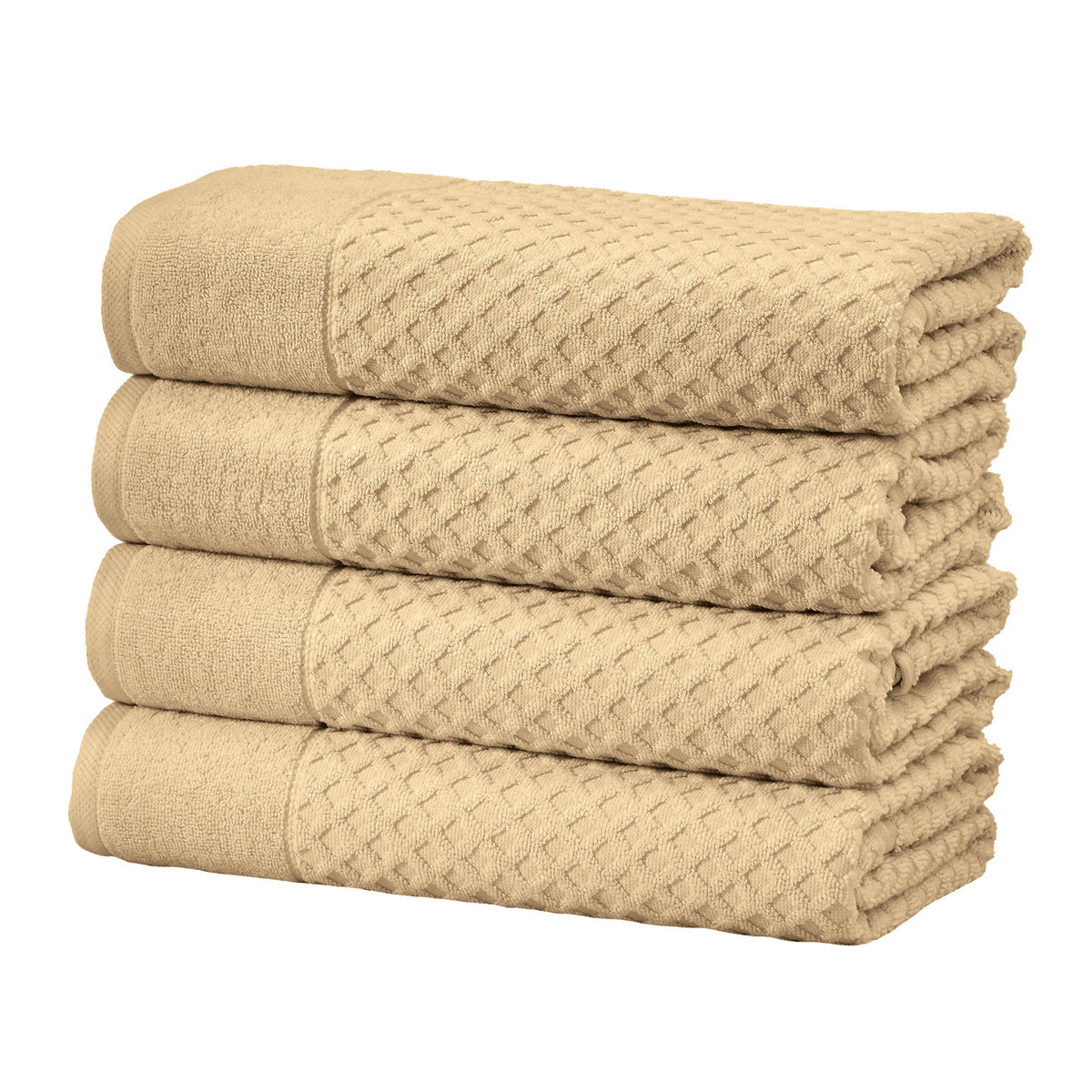 Grayson Diamond Waffle Cotton Towels — Bath Towel (Pack of 4) / Oatmeal