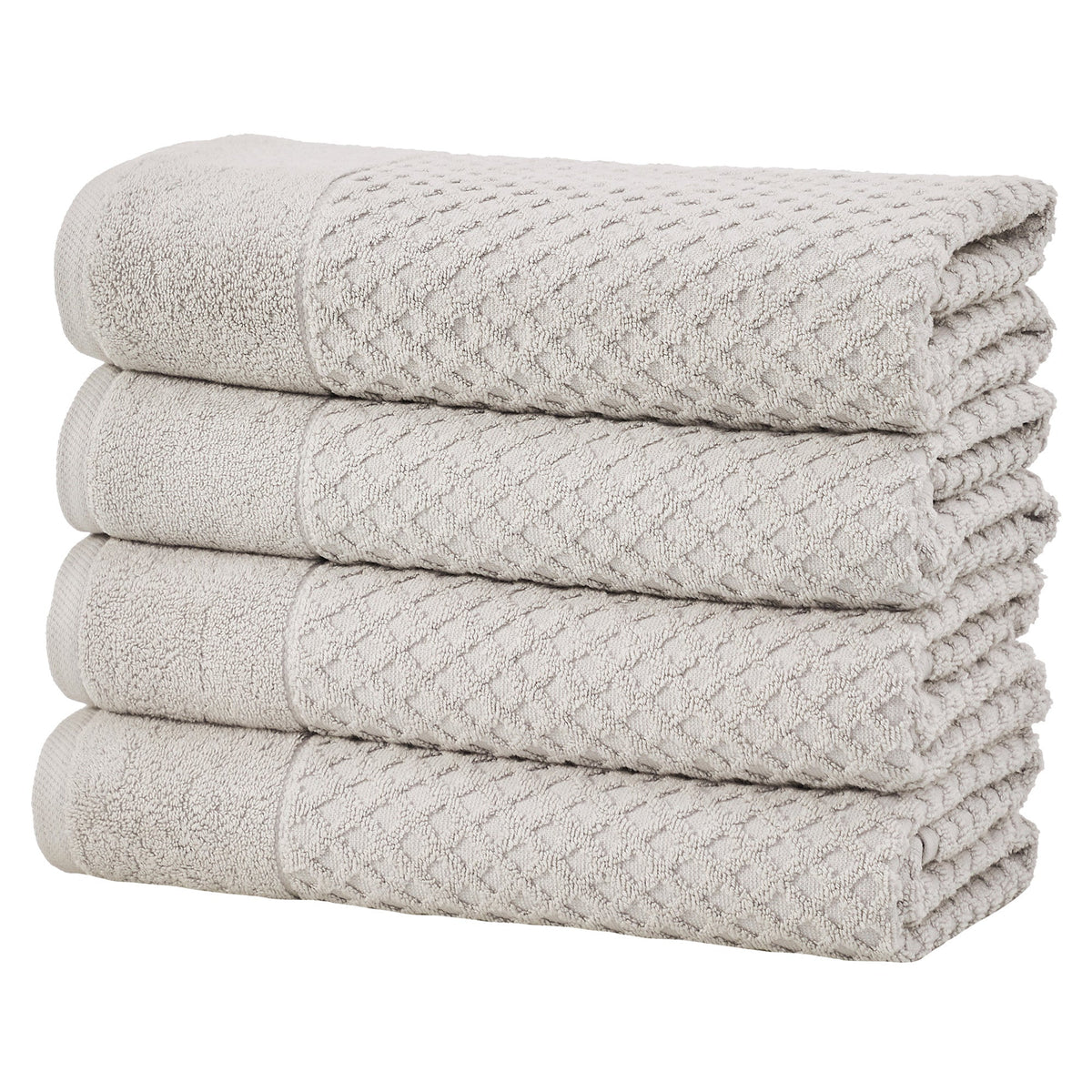 Grayson Diamond Waffle Cotton Towels — Bath Towel (Pack of 4) / Light Gray
