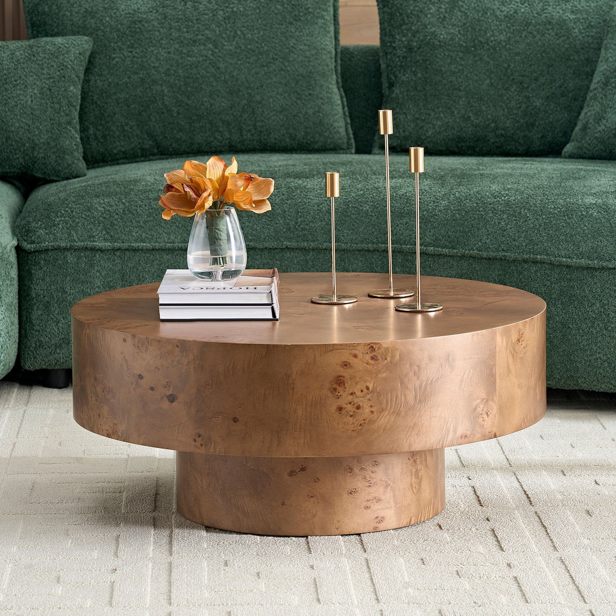 Walnut Burl Pedestal Coffee Table