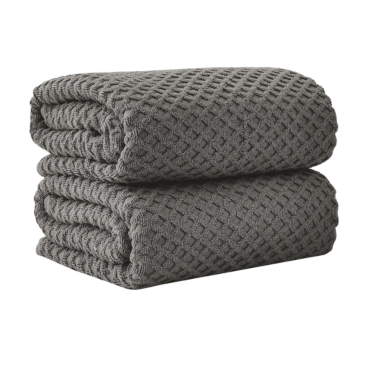 Grayson Diamond Waffle Cotton Towels — Bath Sheet (Pack of 2) / Dark Gray