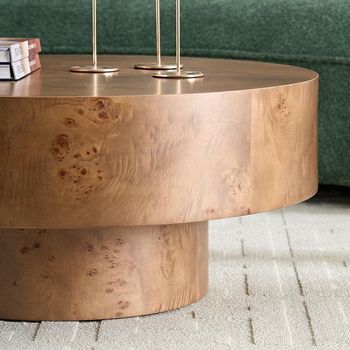 Walnut Burl Pedestal Coffee Table