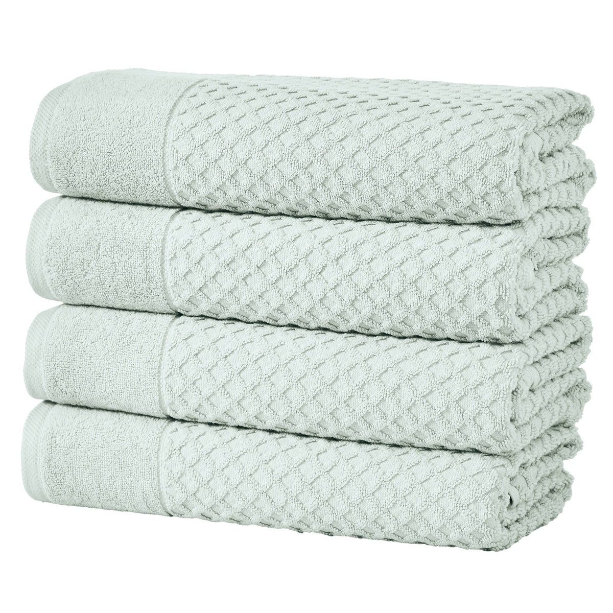 Grayson Diamond Waffle Cotton Towels — Bath Towel (Pack of 4) / Pastel Blue