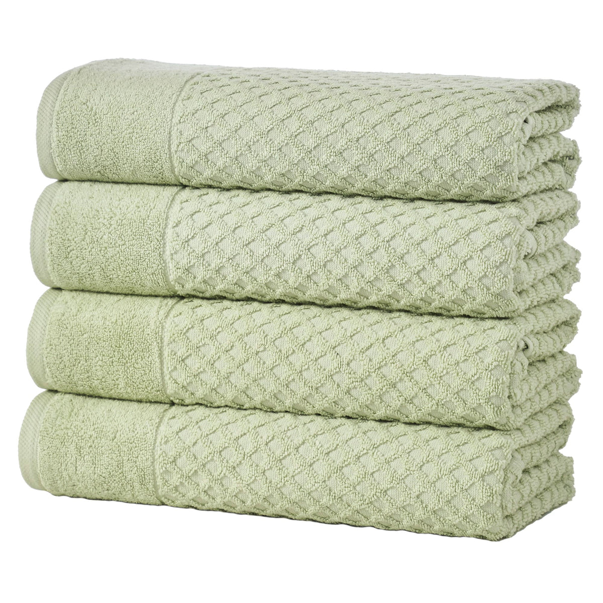 Grayson Diamond Waffle Cotton Towels — Bath Towel (Pack of 4) / Pale Green