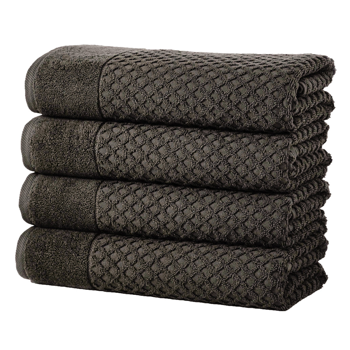 Grayson Diamond Waffle Cotton Towels — Bath Towel (Pack of 4) / Midnight