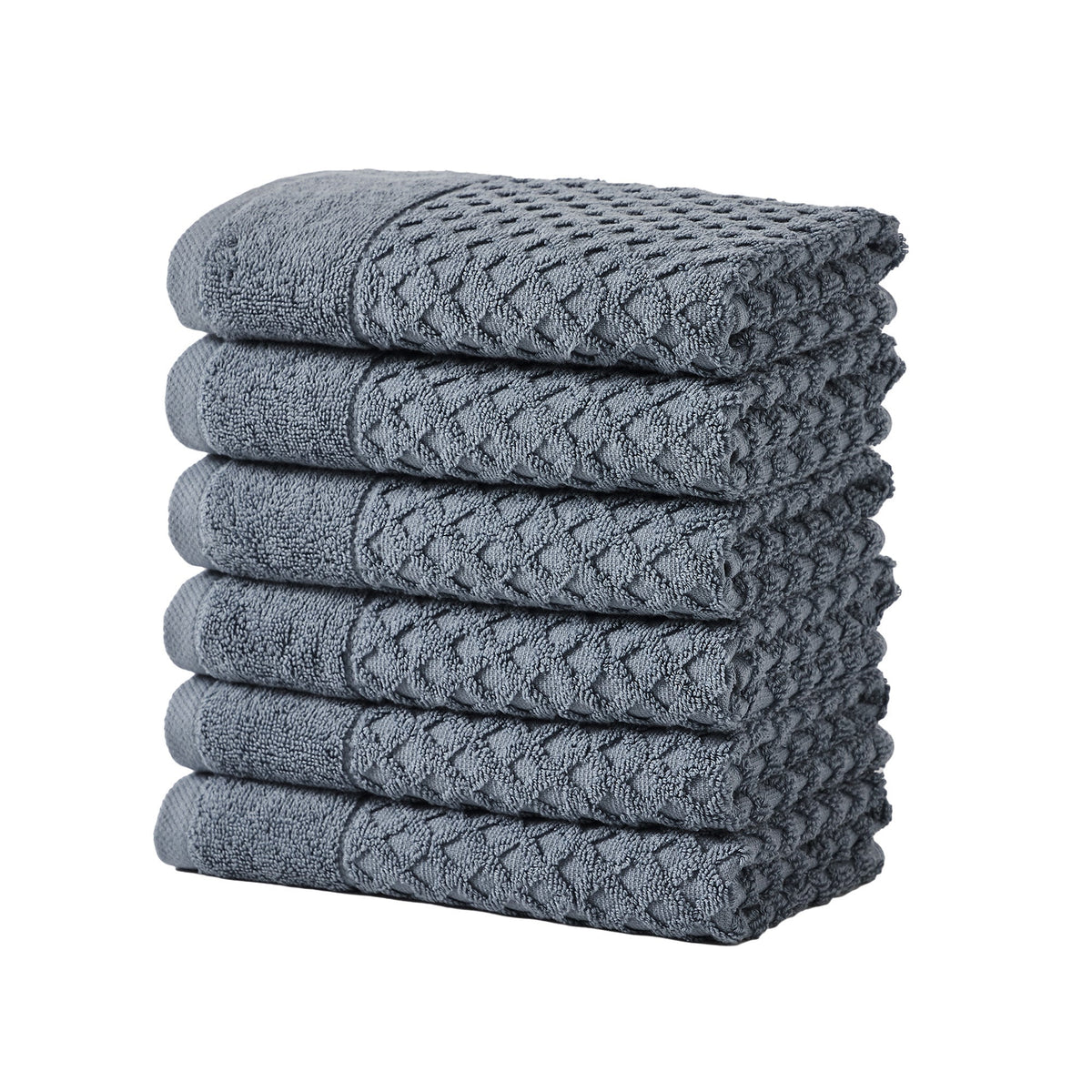 Grayson Diamond Waffle Cotton Towels — Hand Towel (Pack of 6) / Blue