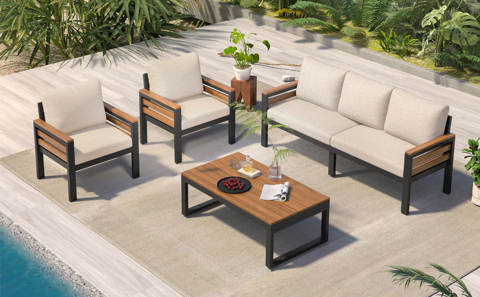 Acacia Accent Outdoor Sofa Set — Four Pieces
