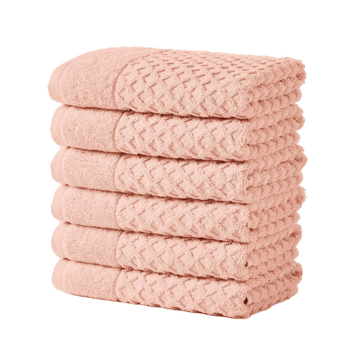 Grayson Diamond Waffle Cotton Towels — Hand Towel (Pack of 6) / Blush