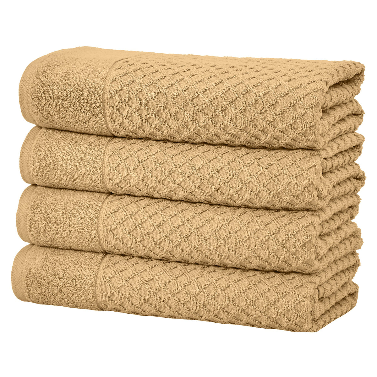 Grayson Diamond Waffle Cotton Towels — Bath Towel (Pack of 4) / Sand