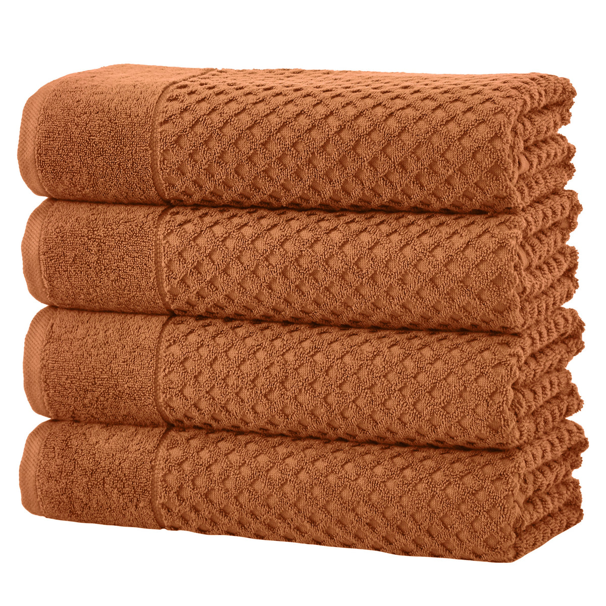 Grayson Diamond Waffle Cotton Towels — Bath Towel (Pack of 4) / Copper
