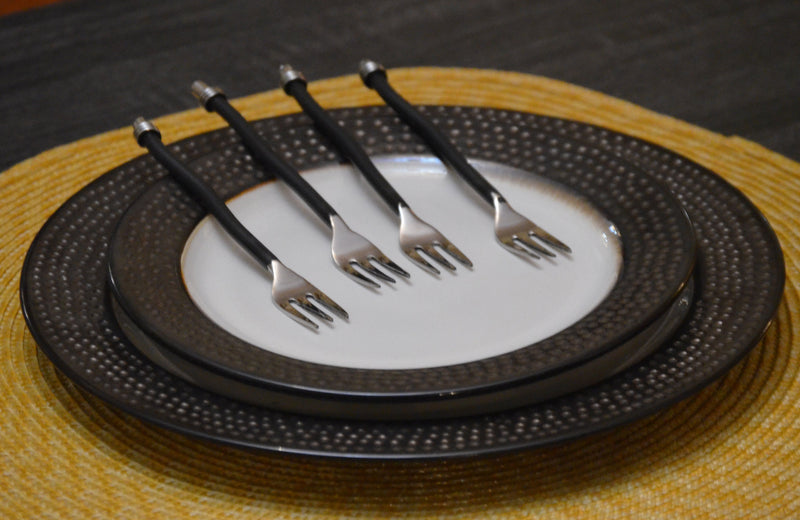 Black Twisted Handle Cocktail Forks — Set of 6