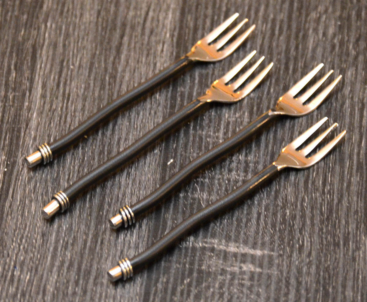 Black Twisted Handle Cocktail Forks — Set of 6