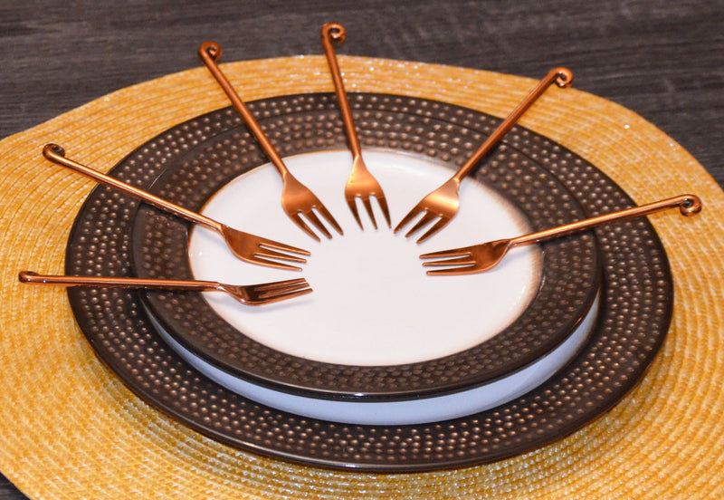 Copper-Finish Appetizer Forks — Set of Six