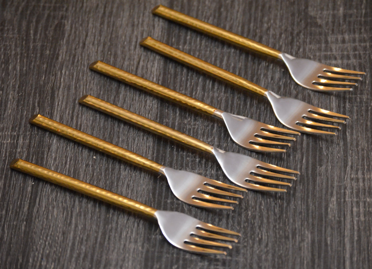 Gold-Finish Dinner Forks — Set of Six