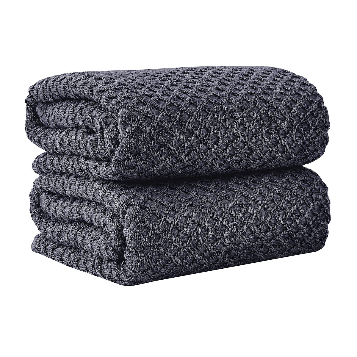 Grayson Diamond Waffle Cotton Towels — Bath Sheet (Pack of 2) / Stone Blue