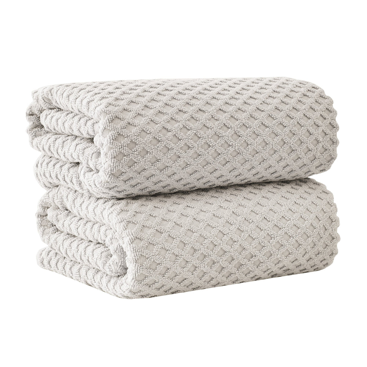 Grayson Diamond Waffle Cotton Towels — Bath Sheet (Pack of 2) / Light Gray