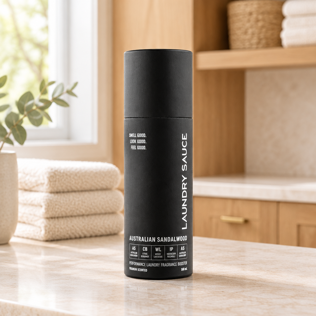 Laundry Sauce In-Wash Scent Booster in a warm neutral laundry room