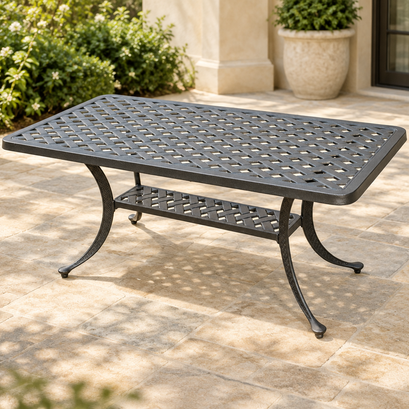 Charcoal Cast-Aluminum Patio Coffee Table