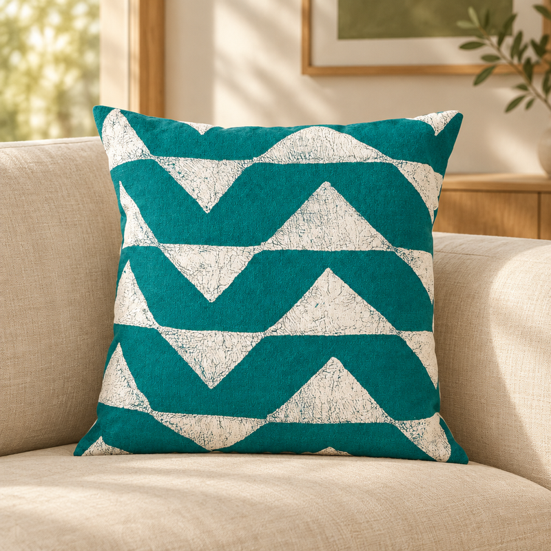 Sadza Triangles Pillow Cover — Teal
