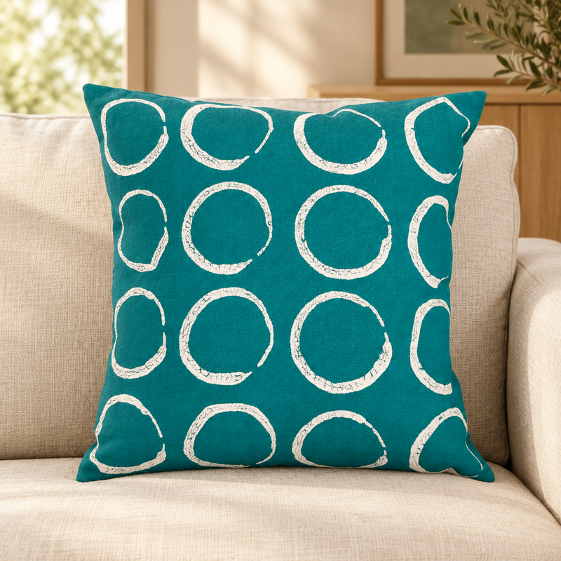 Sadza Circles Pillow Cover — Teal
