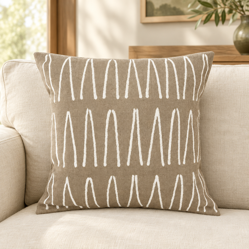 Sadza Lines Pillow Cover — Beige